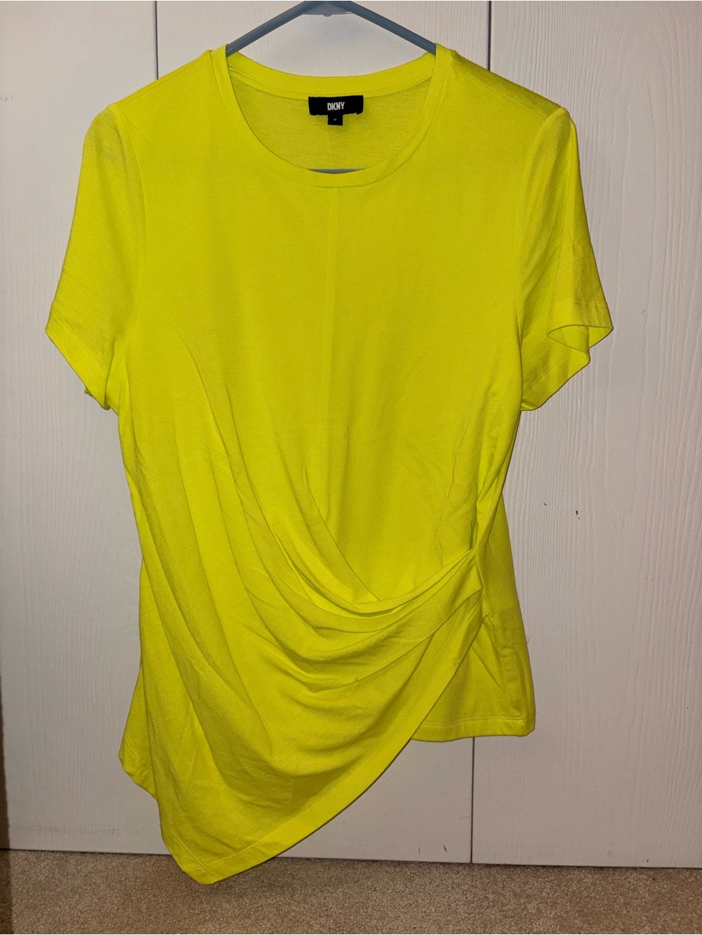 DKNY Neon Lime Draped Short-Sleeve Tee